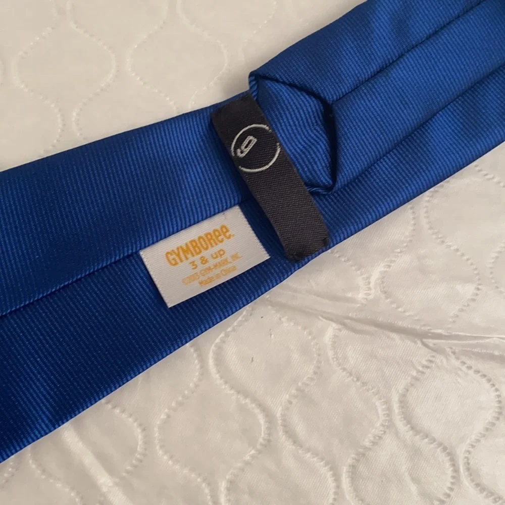Gymboree metallic blue velcro neck tie 3 and up